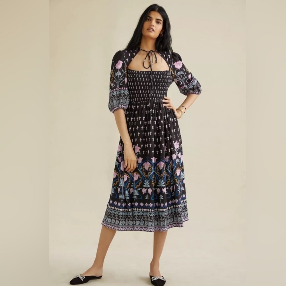 New ANTHROPOLOGIE Dasha Smocked Midi Dress